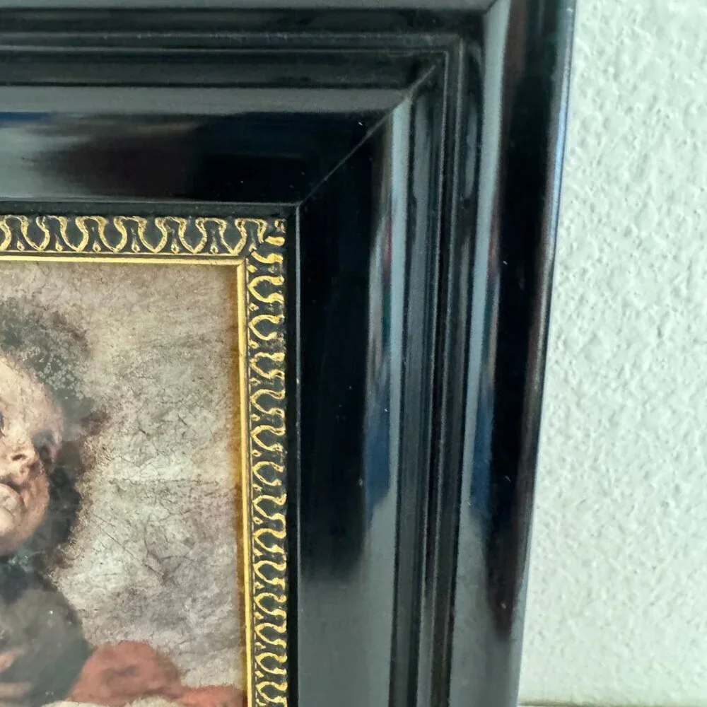 Vintage B.E.Murillo Art  St.John The Baptist Child  Convex Wooden Frame